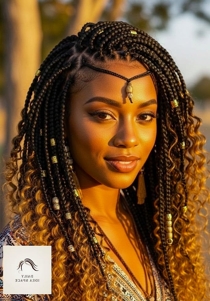 26 Fulani Braids Hairstyles Ideas That Are Gorgeous and So Inspiring 6 Fulani Braids With Curly Ends