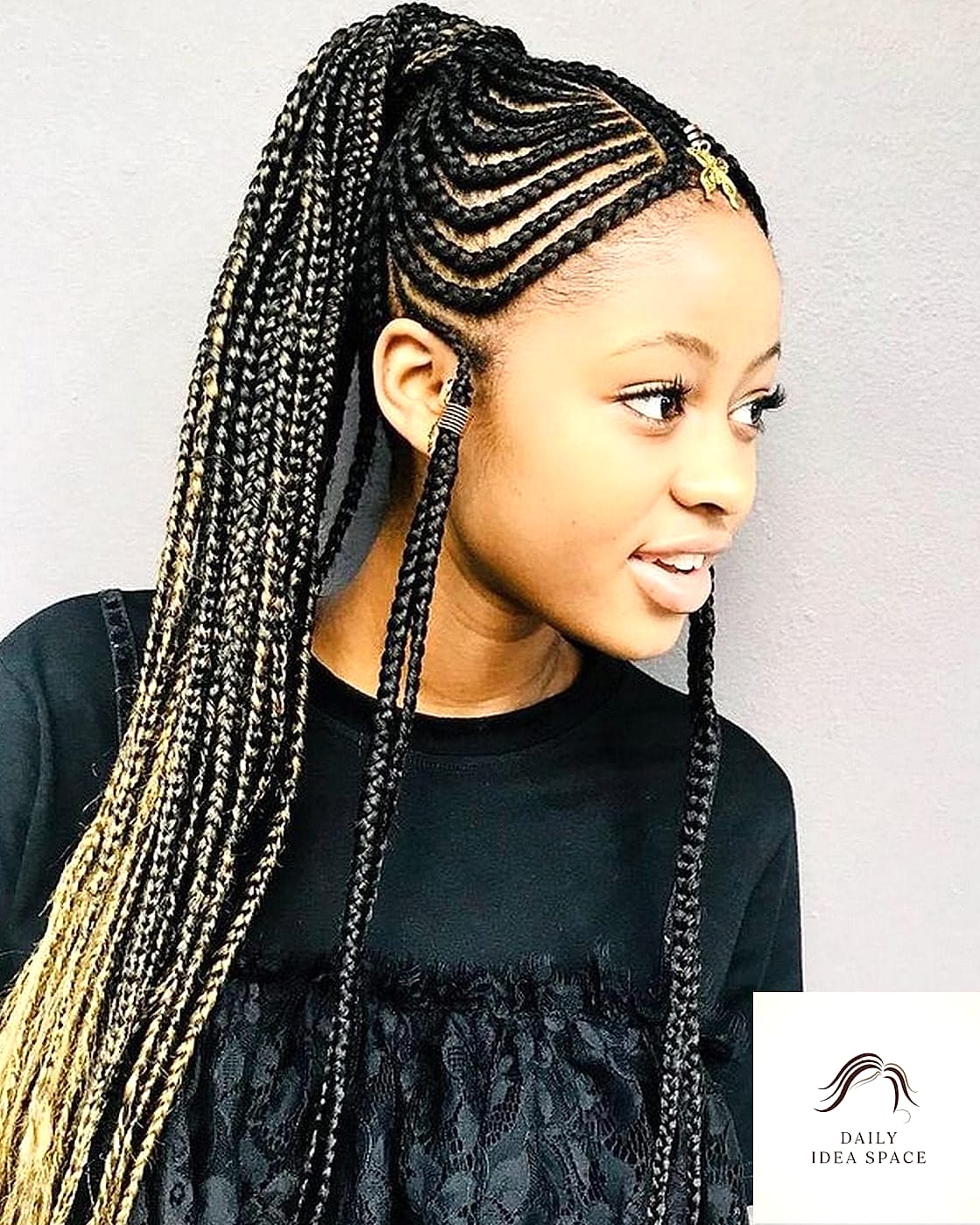 Fulani Braids with Wrapped Ponytail