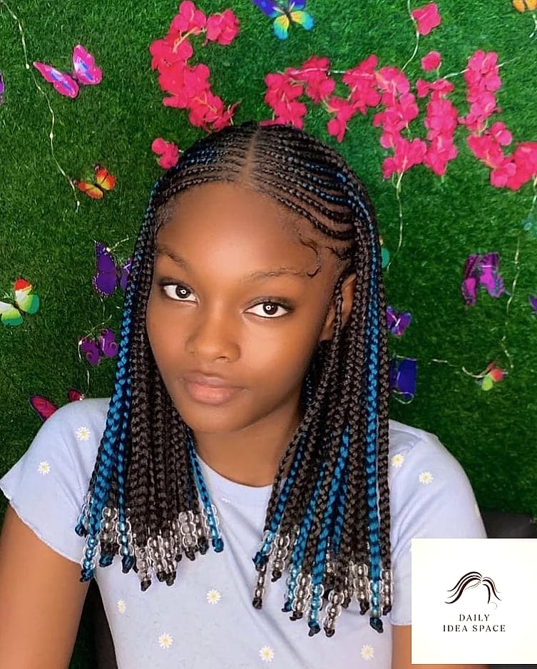 Fulani Braids with Colorful Thread Wraps