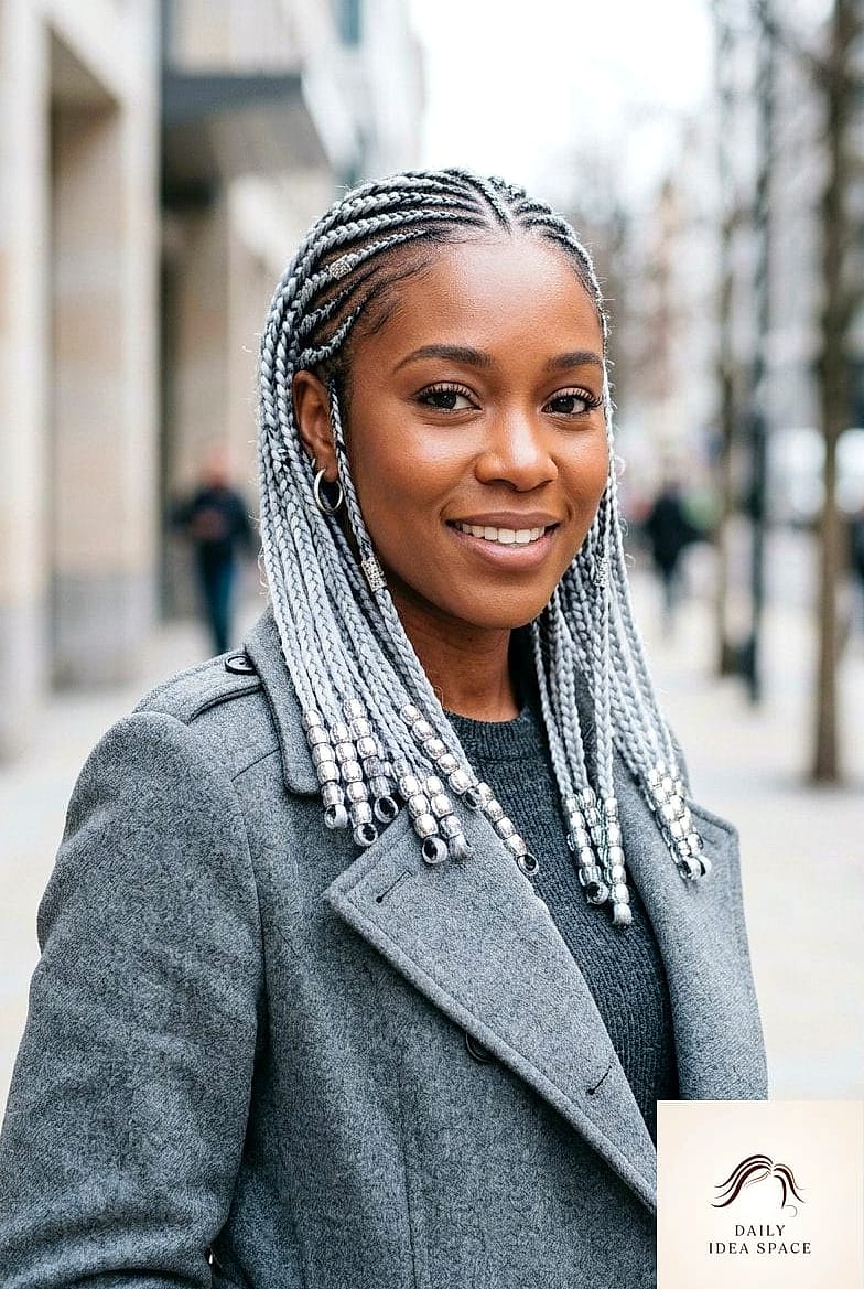 28 Flip Over Fulani Braids Looks You'll Want to Screenshot Immediately 19 Fulani Flip with Silver Accessories