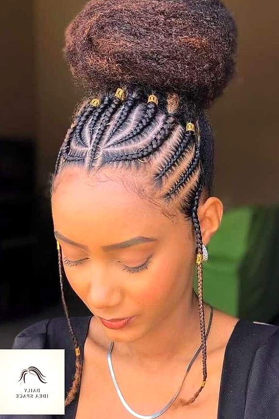 28 Flip Over Fulani Braids Looks You'll Want to Screenshot Immediately 25 Fulani Flip with High Bun Finish