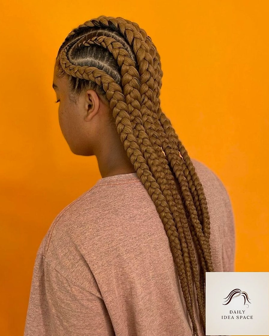 Ghana Braids With an Angled Part