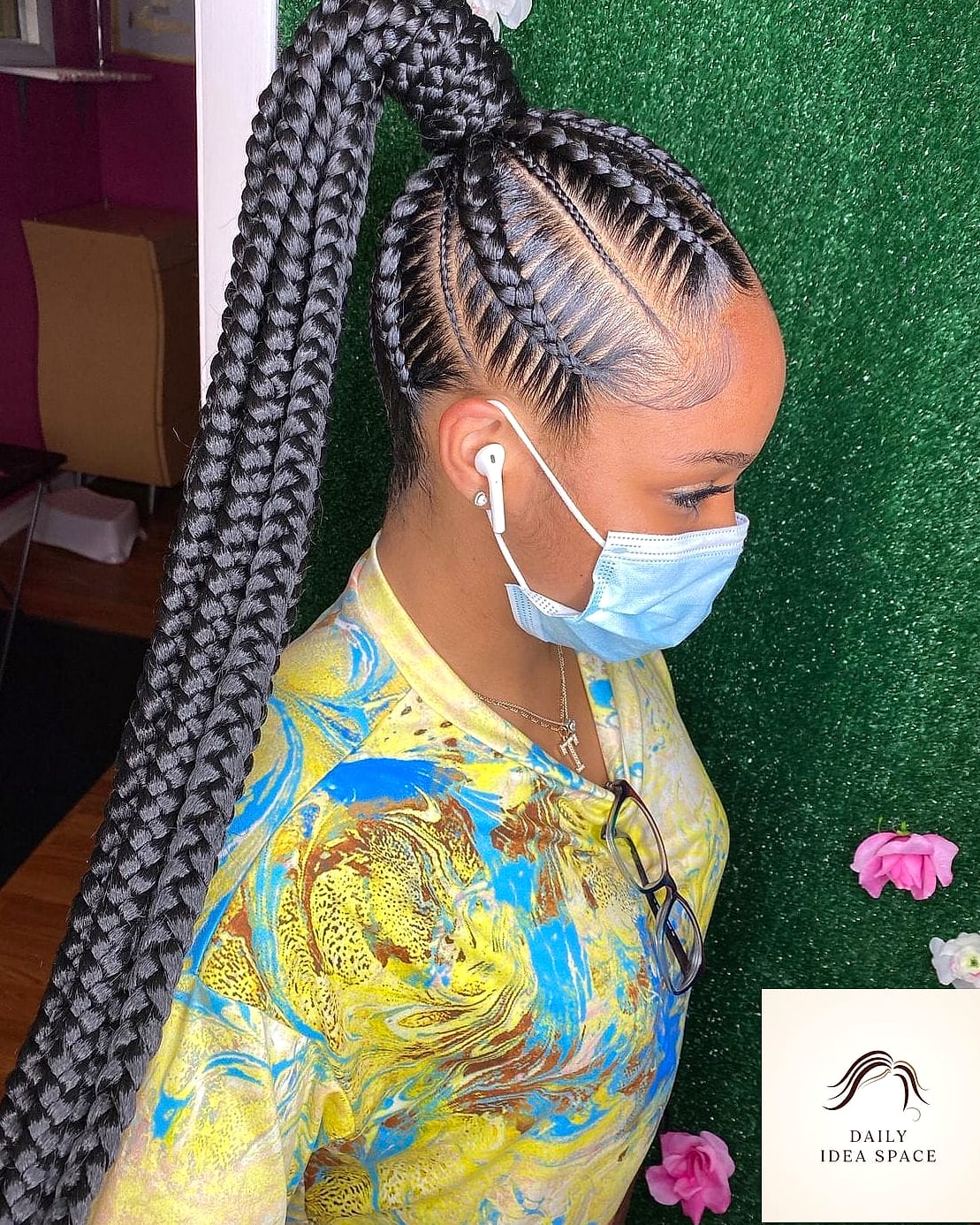 22 Ghana Braids Ideas That Will Transform Your Look 10 Ghana Braids in a High Ponytail