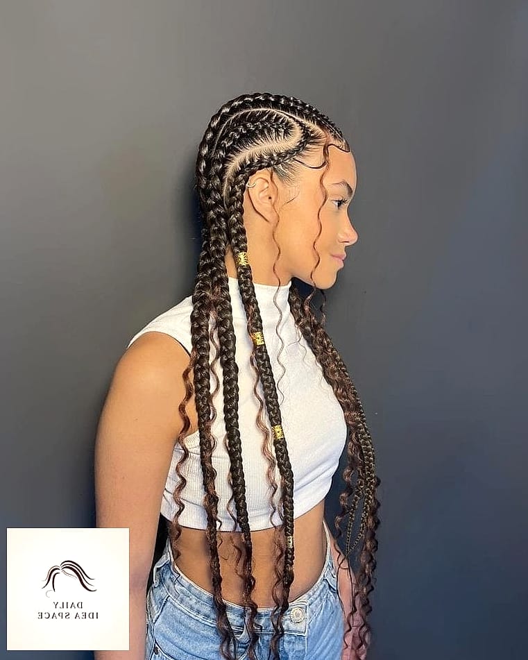 22 Ghana Braids Ideas That Will Transform Your Look 18 Ghana Braids With Metallic Cuffs