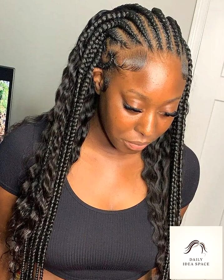 Goddess Braids with a Deep Side Part