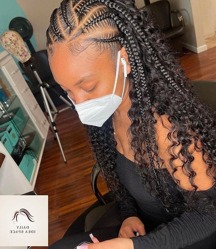 20 Braids For Black Hair Ideas That Are Breathtakingly Beautiful 13 Half-Up Braided Style