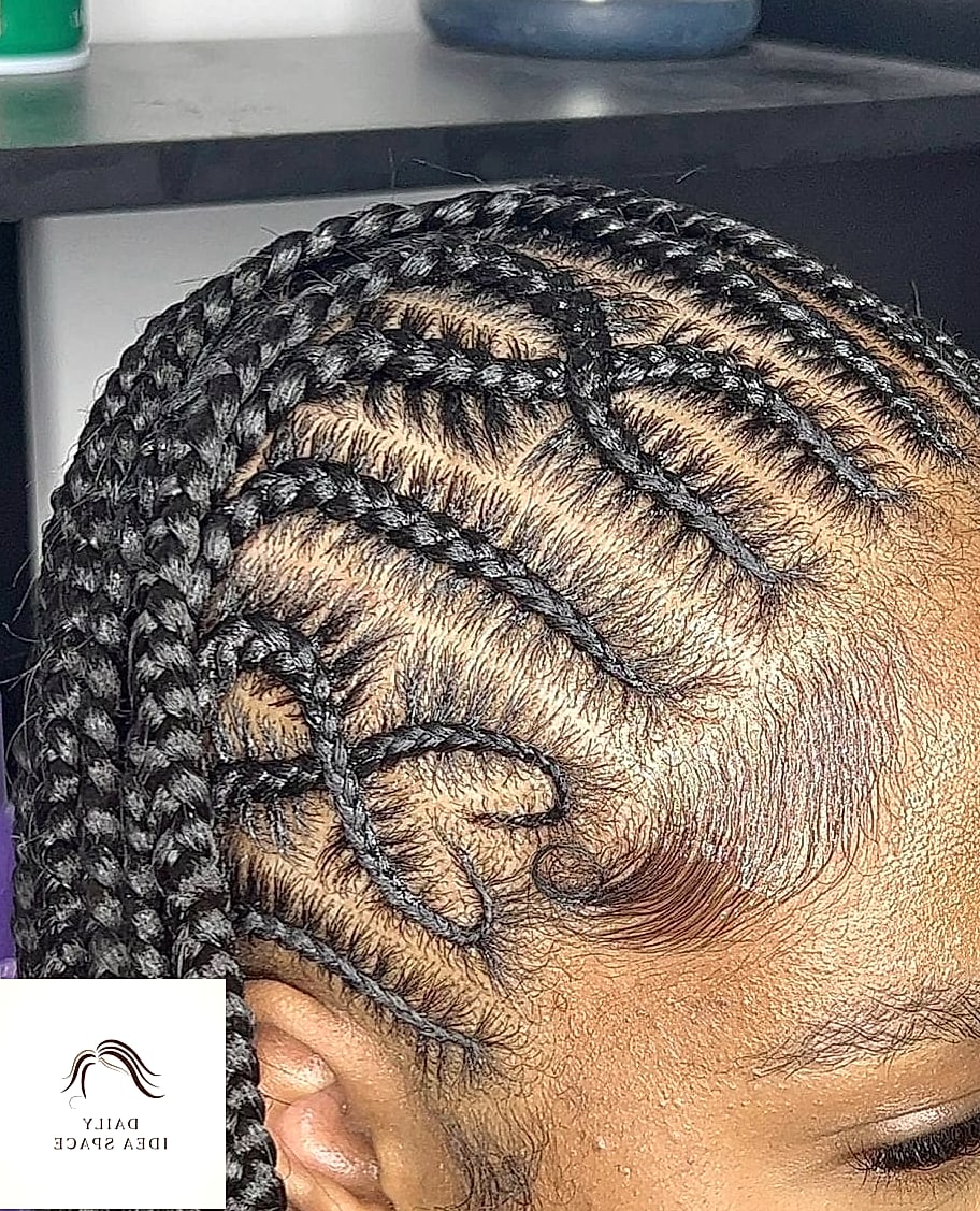 23 Big Cornrows Hairstyles Inspo Ideas Worth Pinning Immediately 8 Half-Up Cornrows With Loose Hair