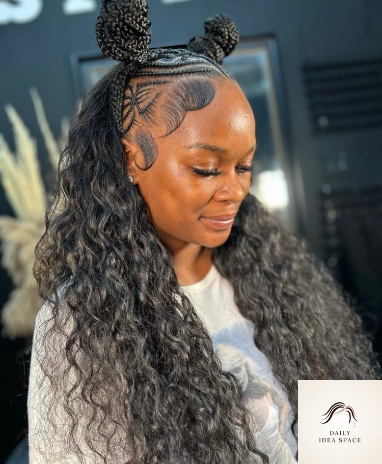 25 2 Braids With Weave Ideas That Are Going Viral on Pinterest Right Now 4 Half Freestyle Fulani Braids Half Quick Weave