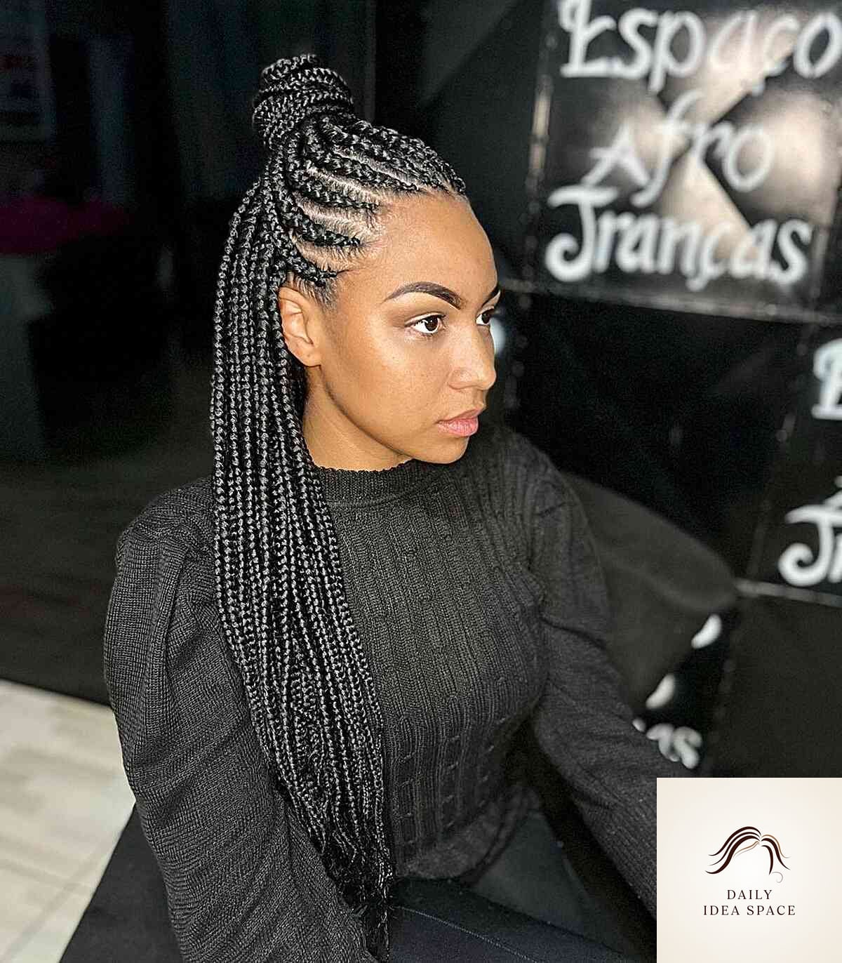 27 Straight Back Feed In Braids Ideas Every Woman Needs to See 3 Half Up Half Down Feed-In Braids