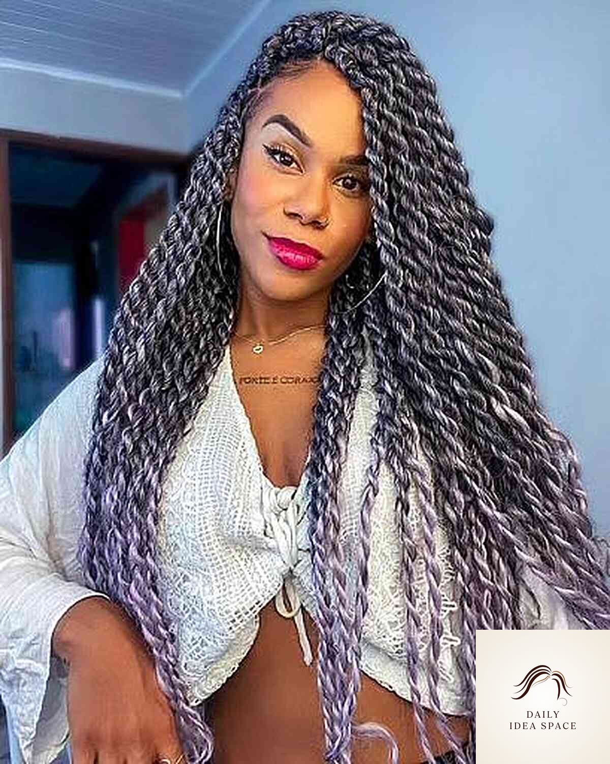 Hot Twist Braids with Platinum Highlights
