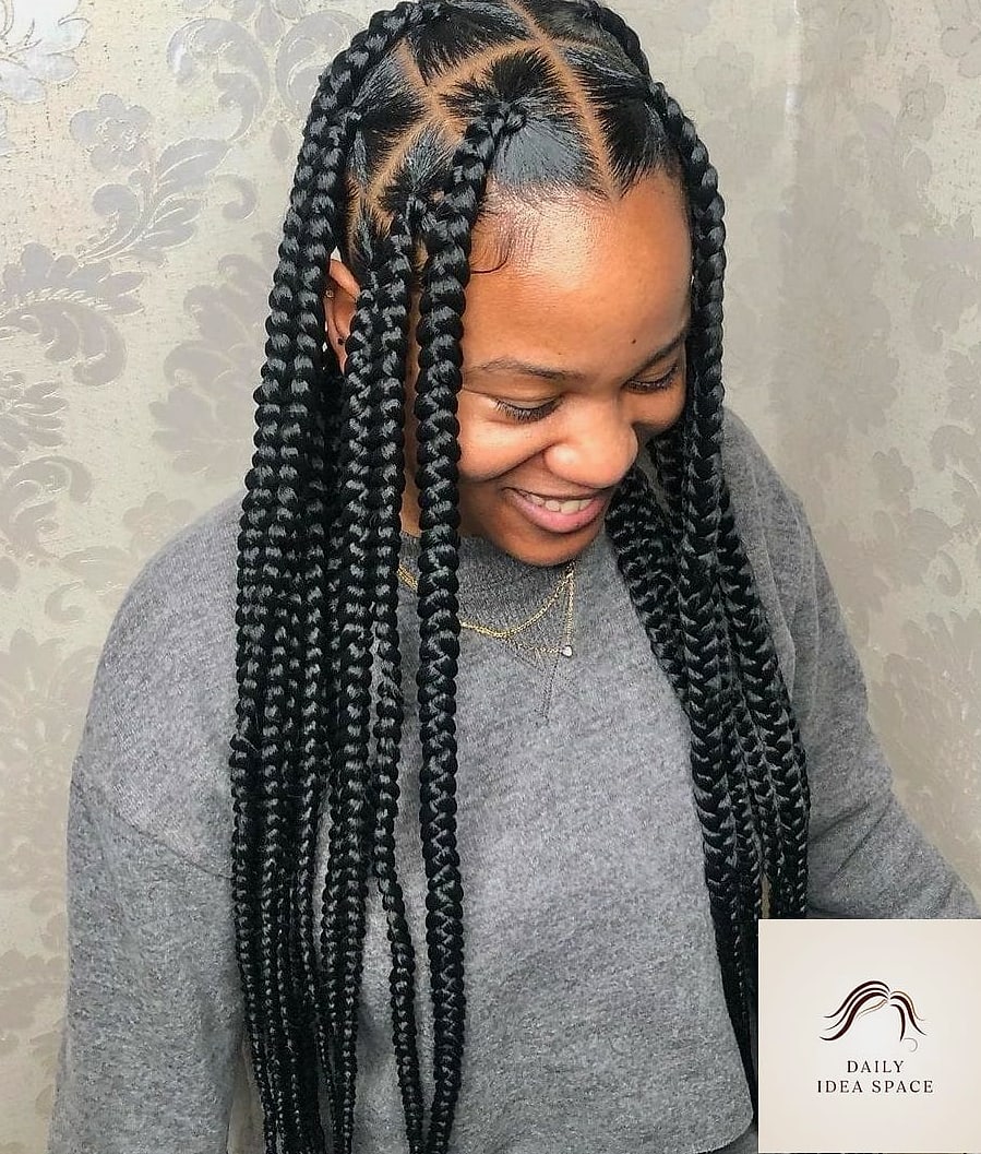 28 Braids For Black Women Looks You'll Want to Screenshot Immediately 3 Jumbo Box Braids
