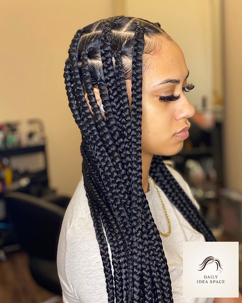 Jumbo Box Braids With Color Money Piece