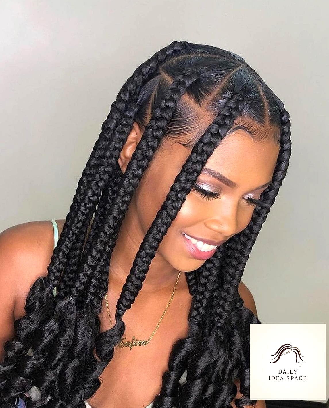Jumbo Braids with Curly Ends