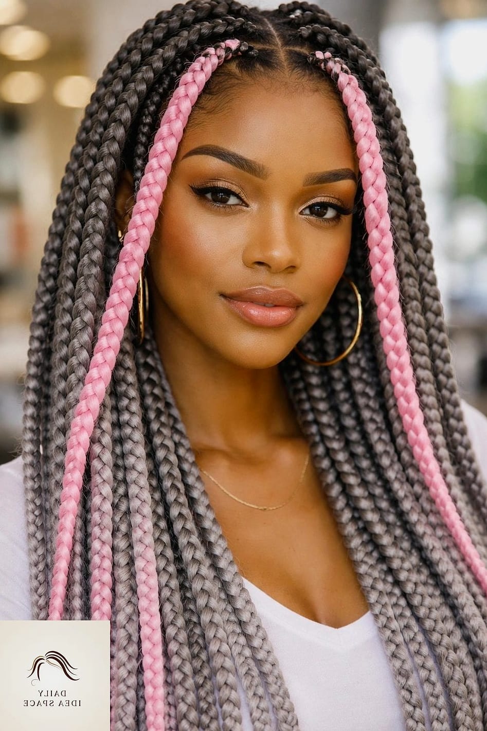 Jumbo Braids with Face-Framing Pieces