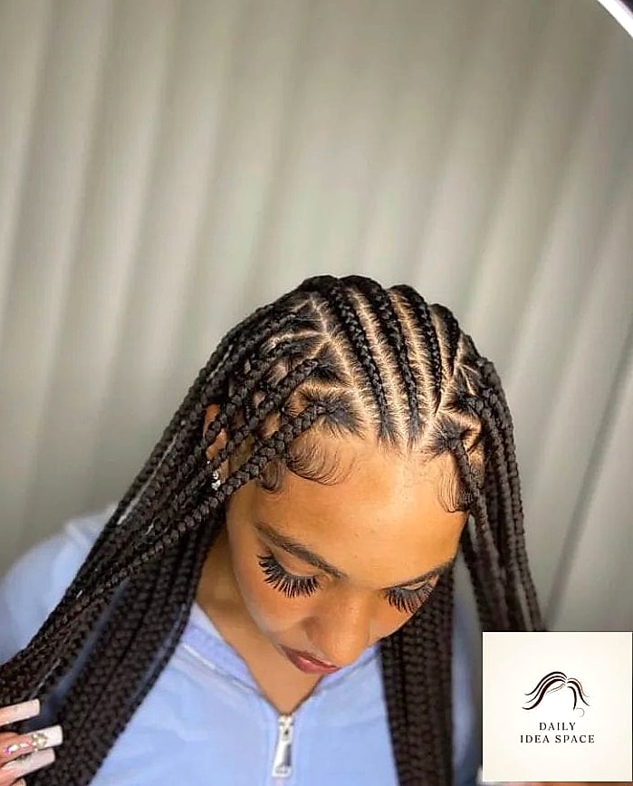 28 Flip Over Fulani Braids Looks You'll Want to Screenshot Immediately 9 Jumbo Flip Fulani Braids