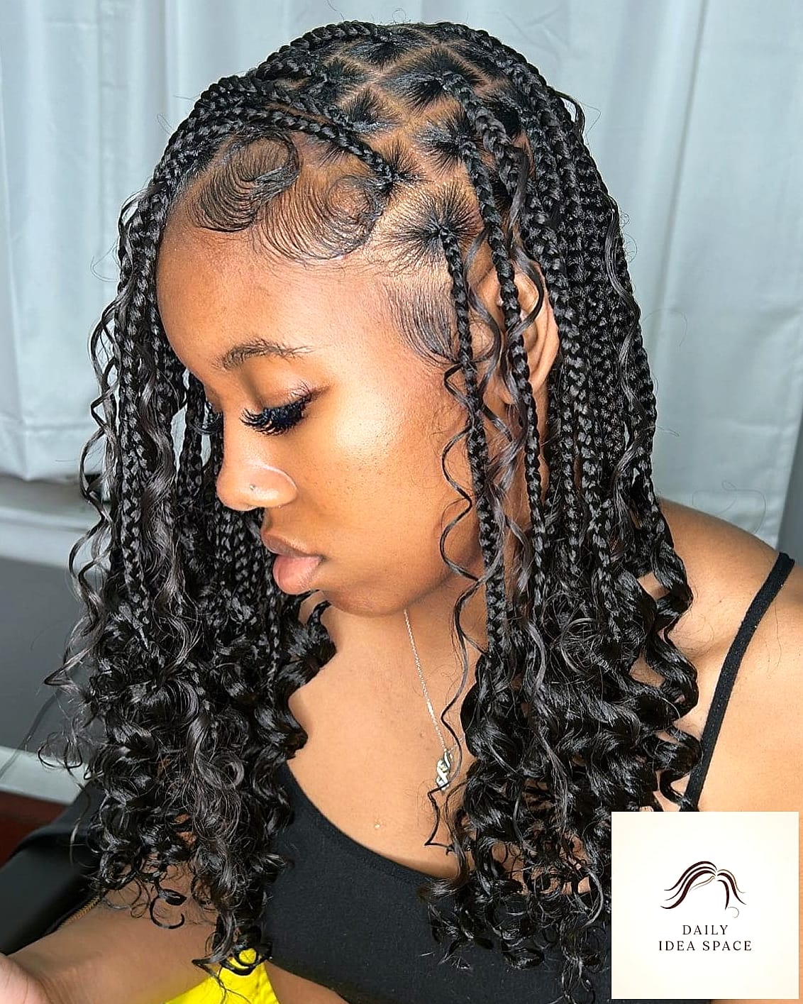 Knotless Box Braids with Curly Ends