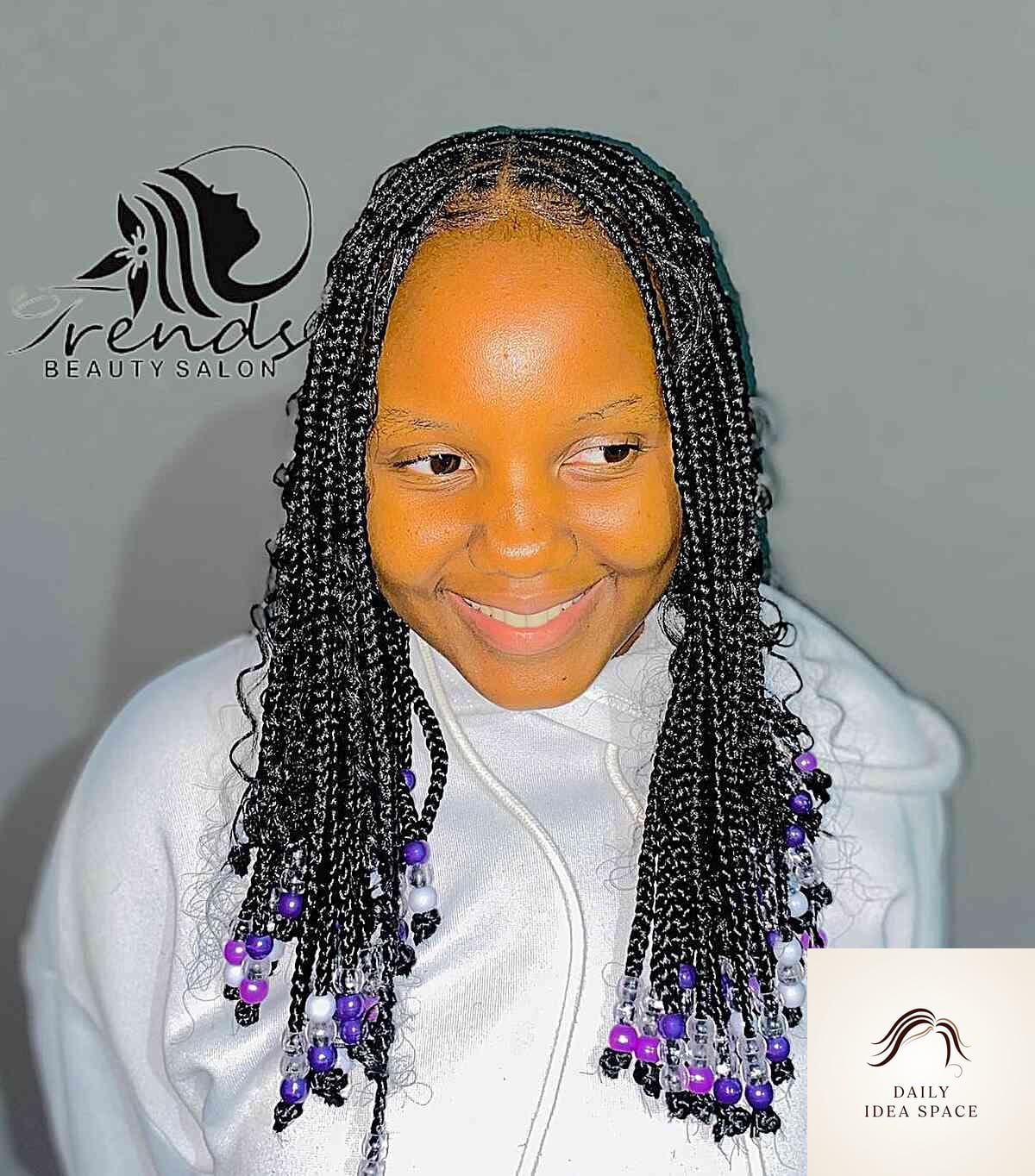 24 Braids Ideas Ideas That Are Absolutely Stunning 16 Knotless Goddess Braids with Purple Beads