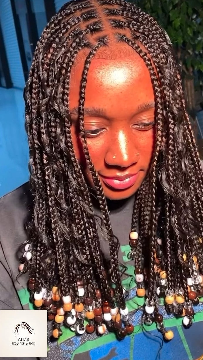 No-Knots Black Braids with Round Beads