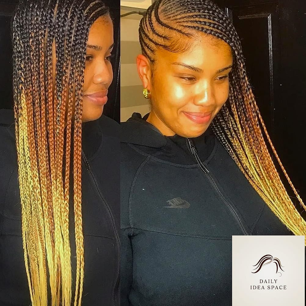 Lemonade Braids with Curved Cornrow Crown
