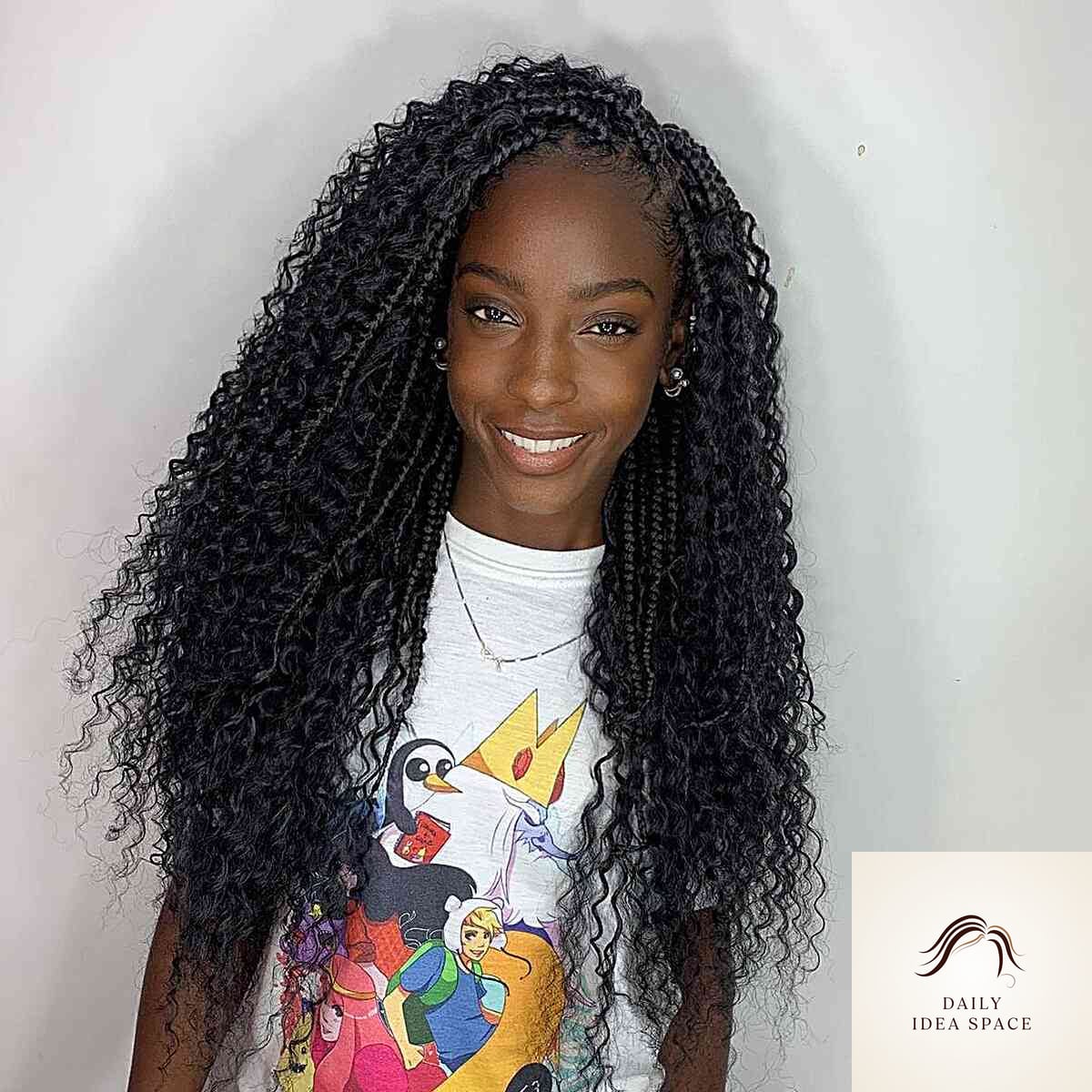 25 Fulani Braids With Curls Ideas That Are Dreamy and So Inspiring 2 Long Box Braids with Loose Curls