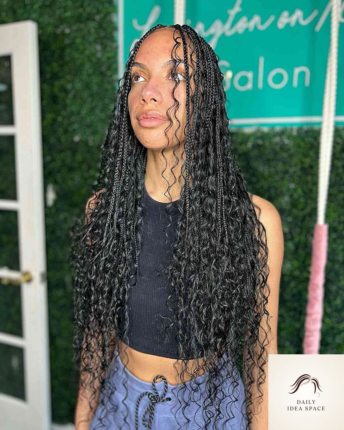 27 Boho French Curl Braids Ideas That Every Stylist Needs to See 5 Long Knotless Thin Braids and Curls