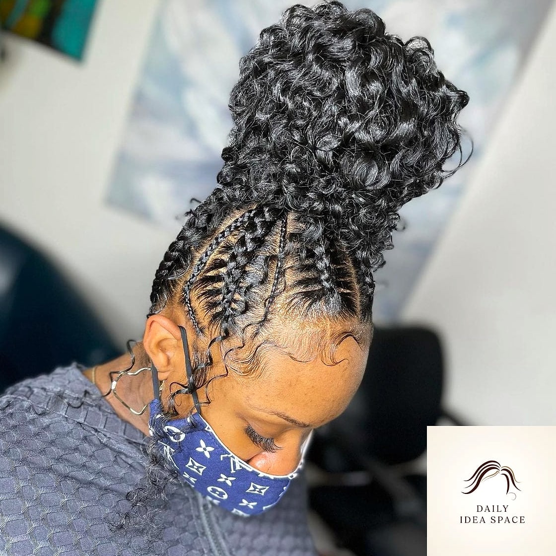 Loose Braided Bun with Face-Framing Pieces