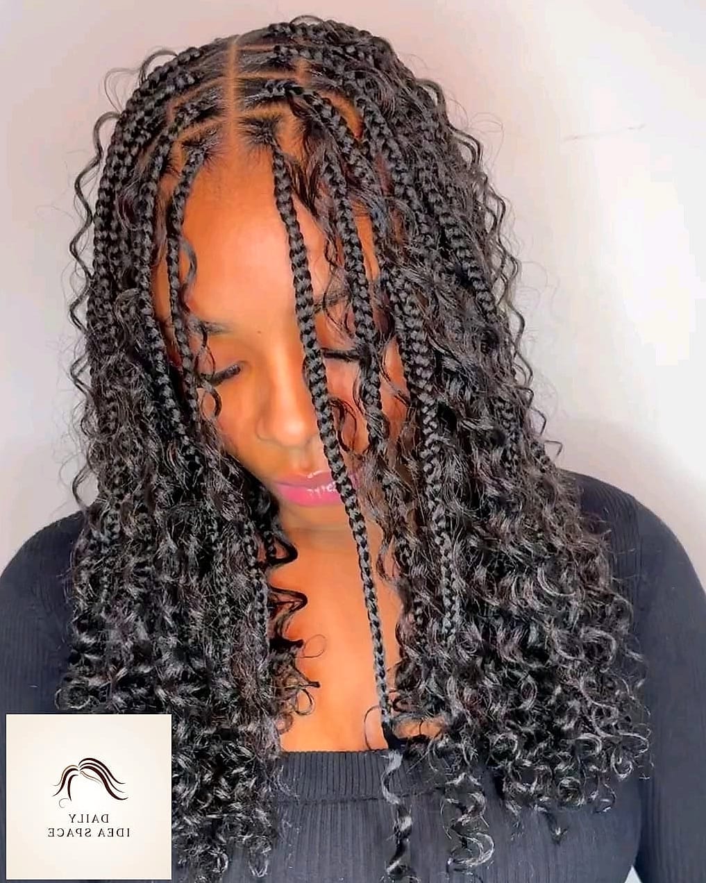 Mid-Length Bohemian Small Knotless Braids