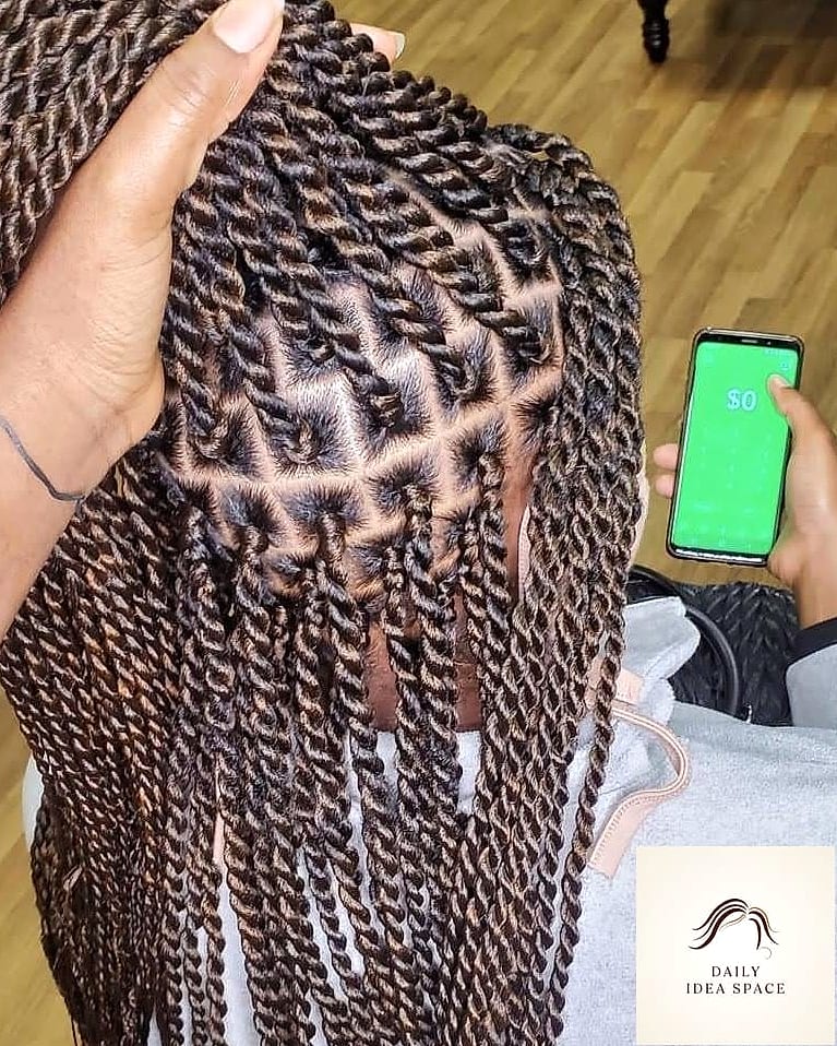 Senegalese Twists With a Deep Side Part