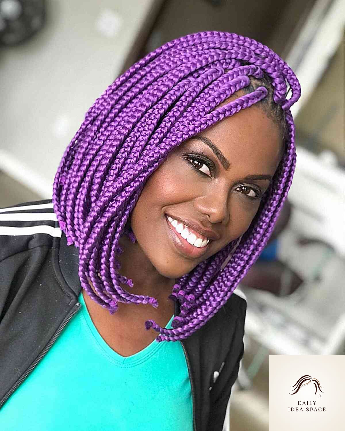 25 Tranças Box Braids Ideas That Are Going Viral on Pinterest Right Now 2 Short Box Braids with Purple Color