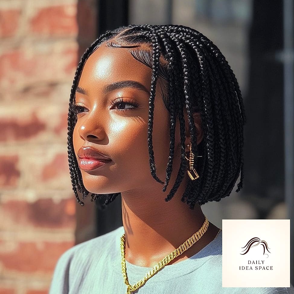 27 Short Braids Ideas Every Woman Needs to See 11 Short Braided Bob with Curved Ends
