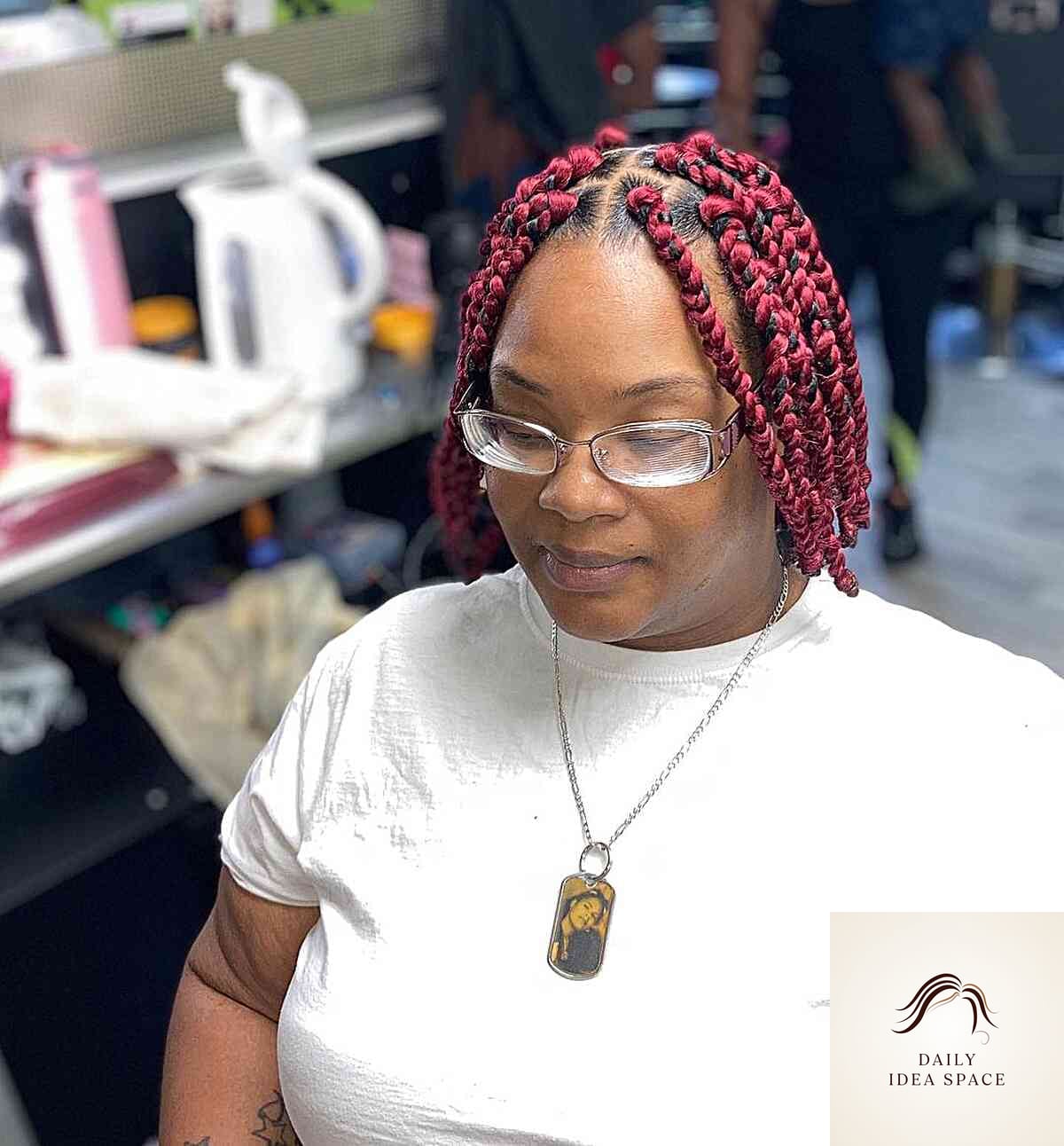 Short Burgundy Braids
