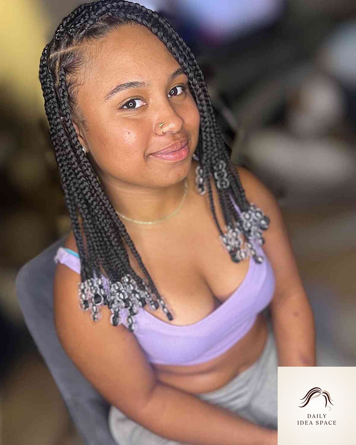 20 Braids Ideas That Are Breathtakingly Beautiful 10 Side-Parted Medium Braids with Beads