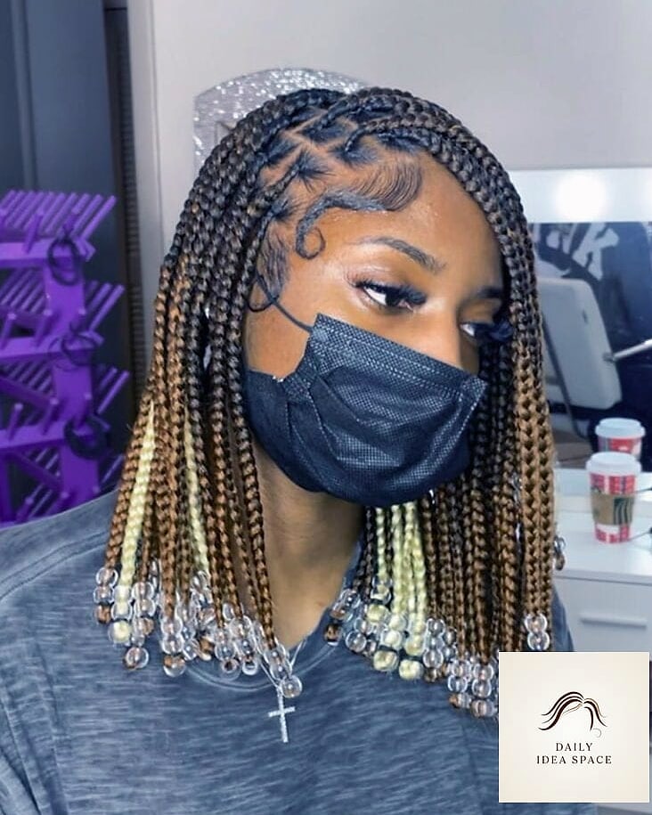 Side-Parted Medium Braids with Beads