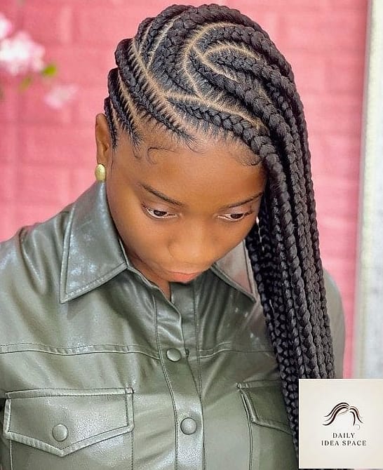 28 Stitch Braids Looks You'll Want to Screenshot Immediately 5 Side-Swept Stitch Braids