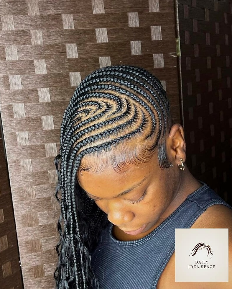 Side-Swept Fulani Braids