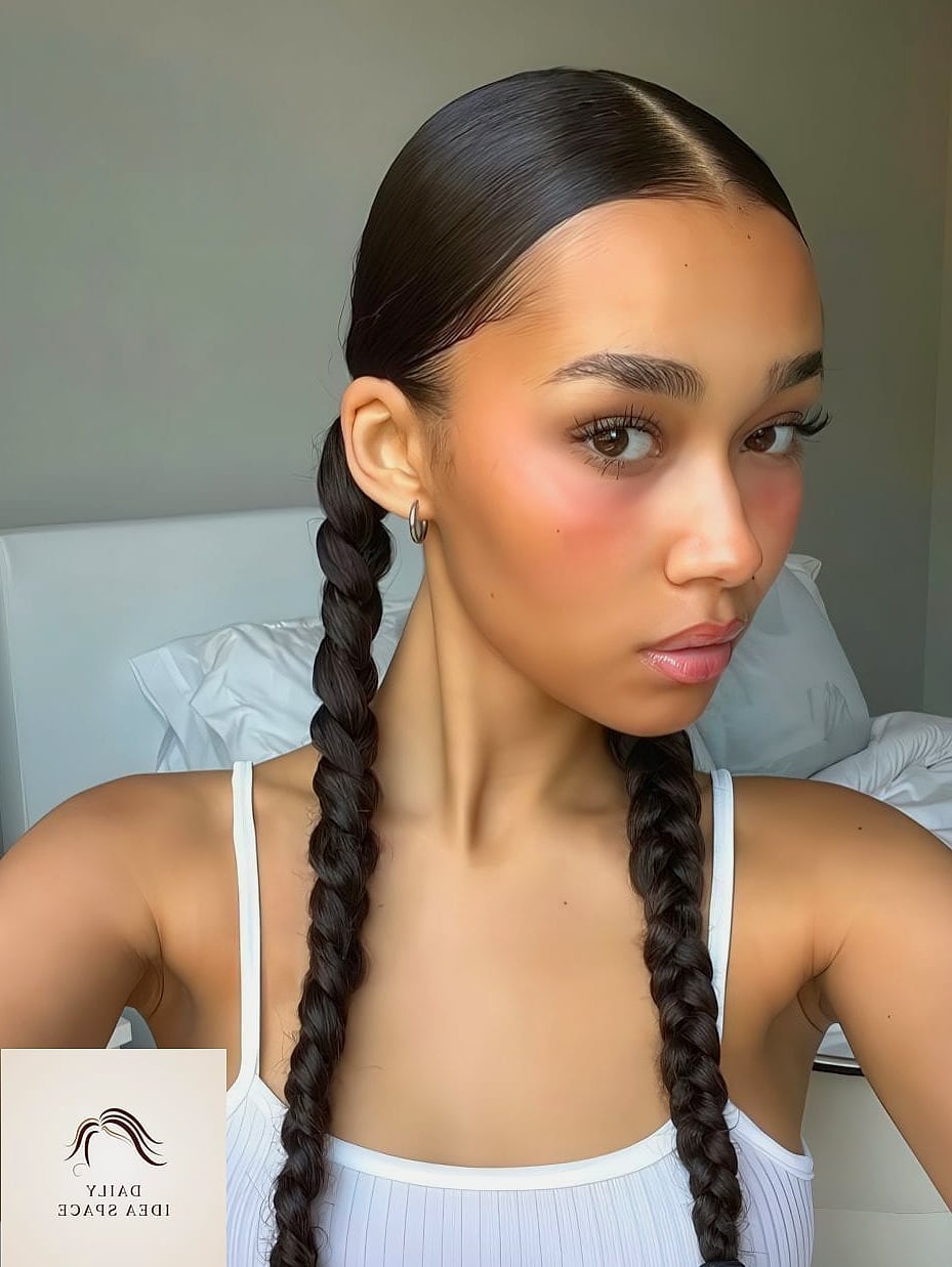 Sleek Low Braided Pigtails