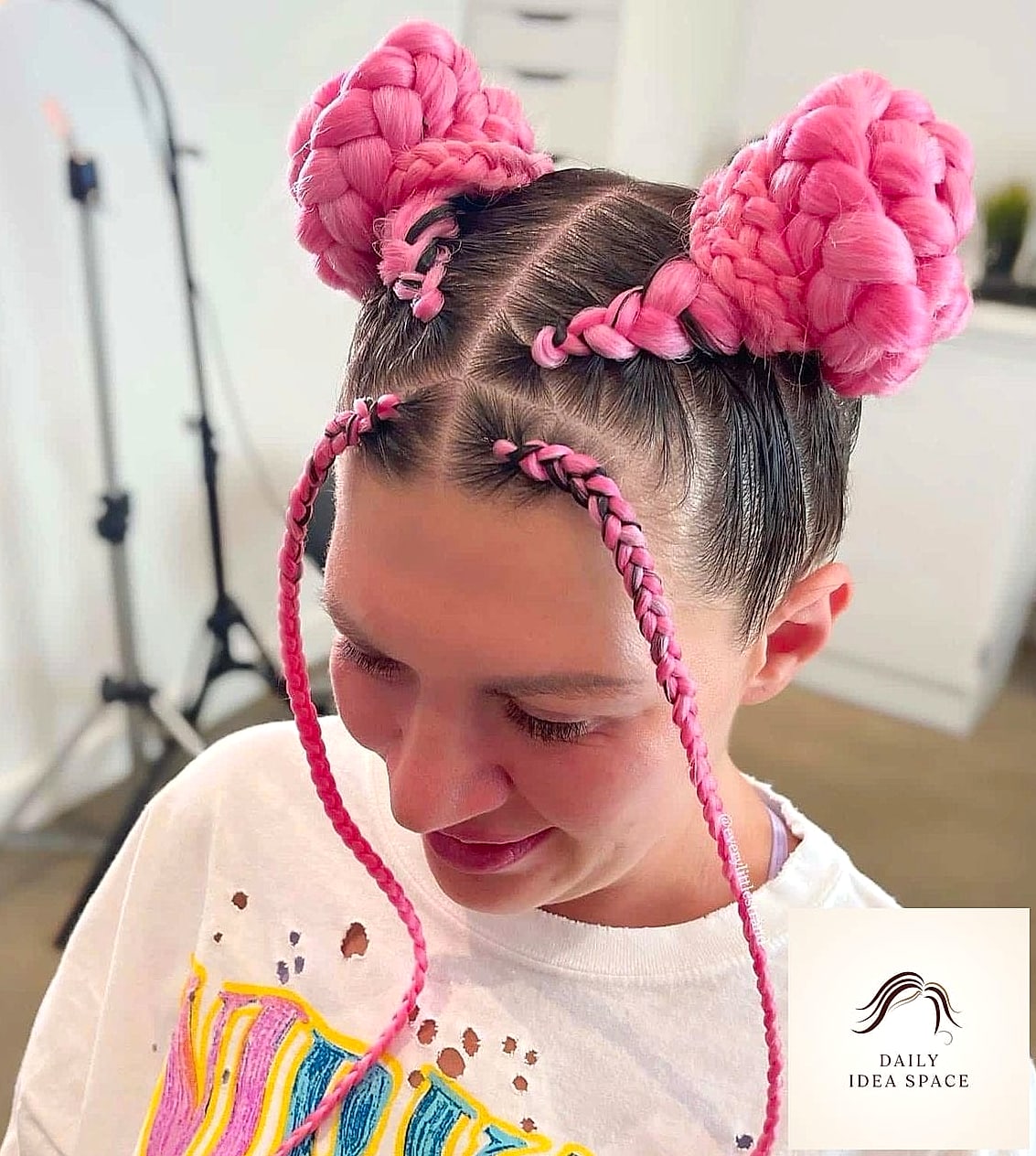22 Two Braids Ideas That Will Transform Your Look 5 Space Buns with Braided Tails