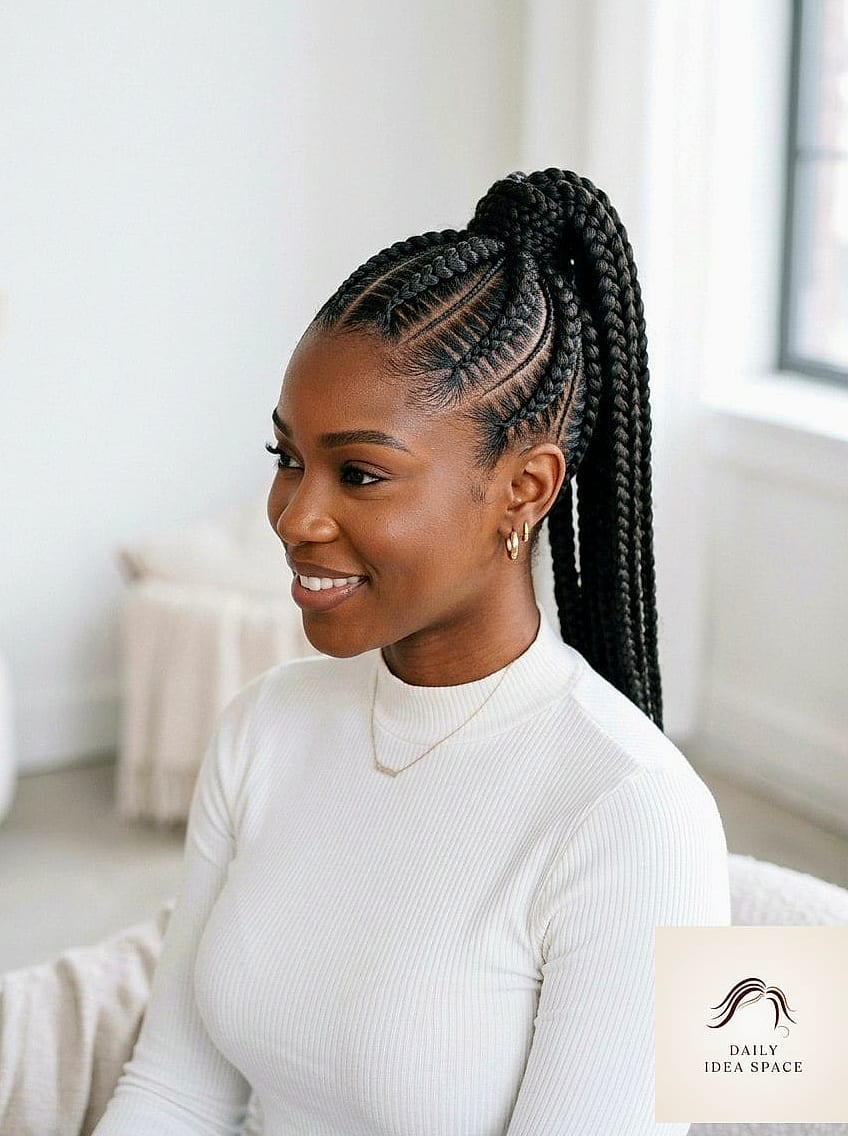 28 Stitch Braids Looks You'll Want to Screenshot Immediately 13 Stitch Braids with a Middle Part