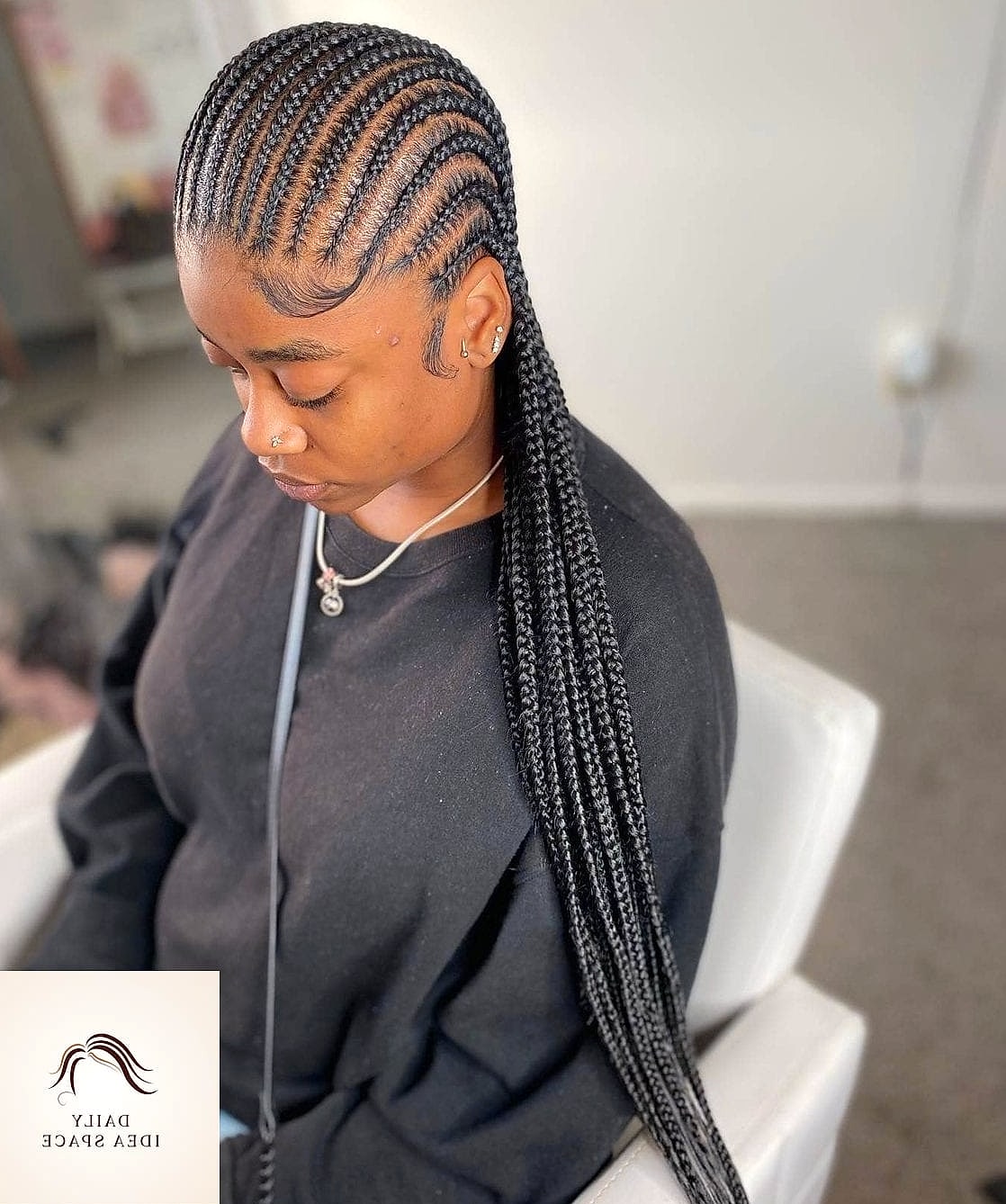 28 Stitch Braids Looks You'll Want to Screenshot Immediately 17 Stitch Braids with Shaved Design