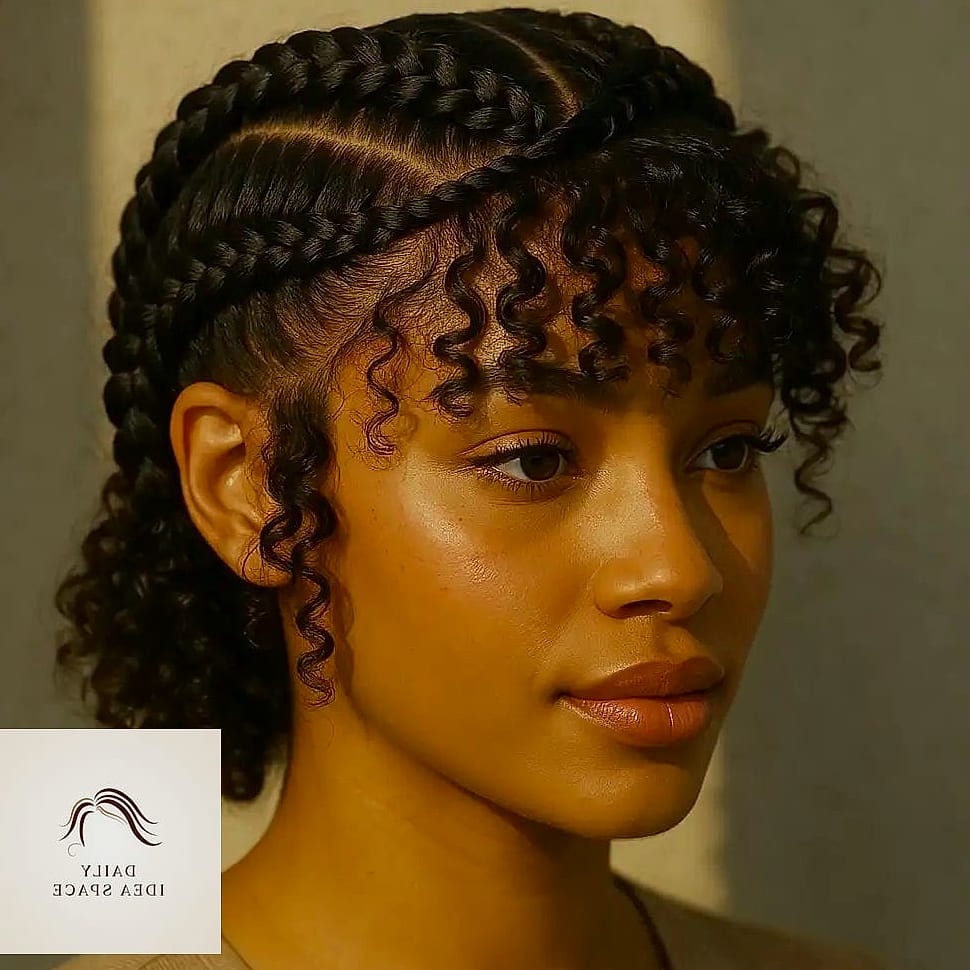 28 Stitch Braids Looks You'll Want to Screenshot Immediately 19 Stitch Braids with Curtain Bangs