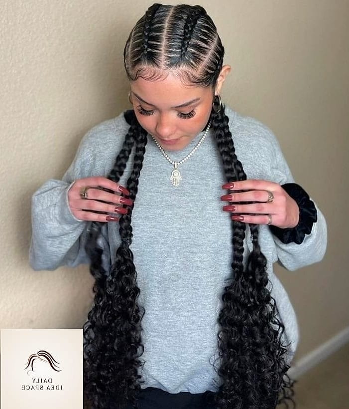 25 Straight Back Braids Ideas That Are Going Viral on Pinterest Right Now 24 Straight back braids with curled ends