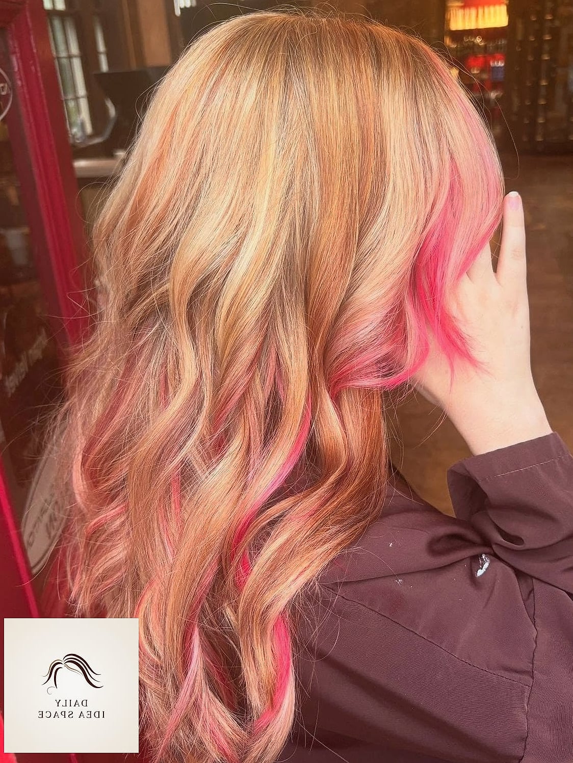 20 Peekaboo Hair Color Ideas That Are Breathtakingly Beautiful 14 Strawberry Blonde with Peach Peekaboo