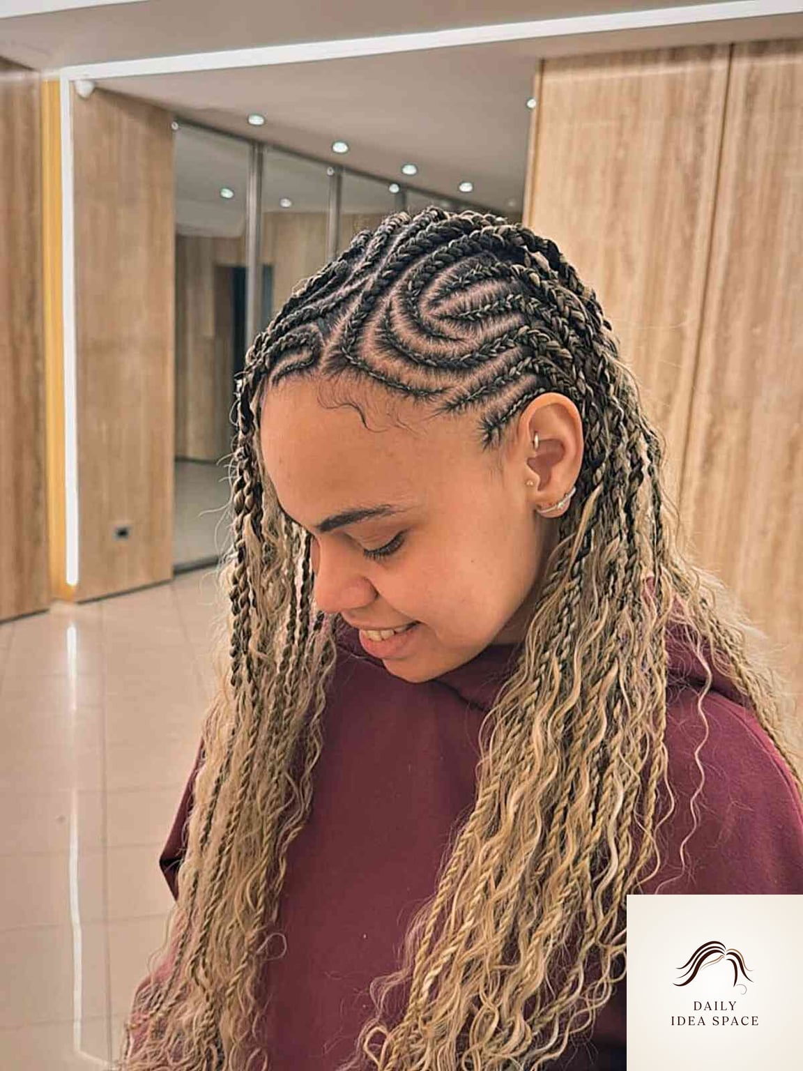 Stylish Lemonade Braids with Defined Curls
