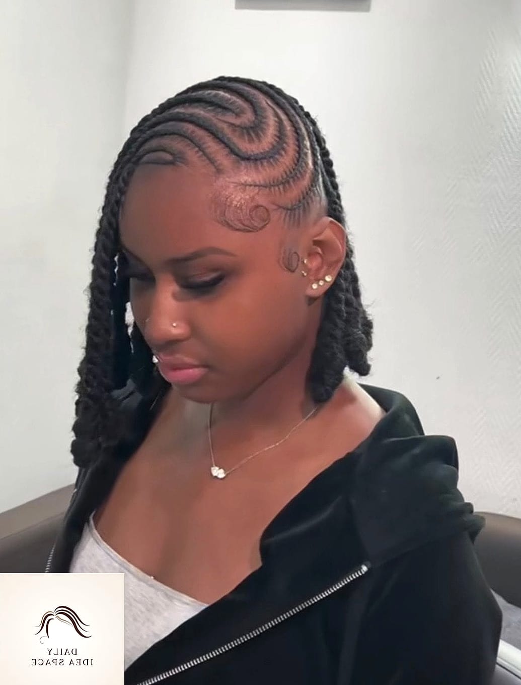 Tribal Braids With Curved Parts