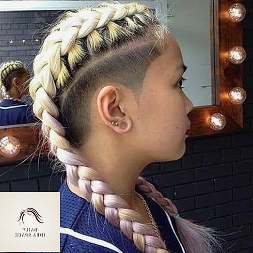 22 Two Braids Hairstyle Ideas That Will Transform Your Look 19 Two Braids with Undercut Detail