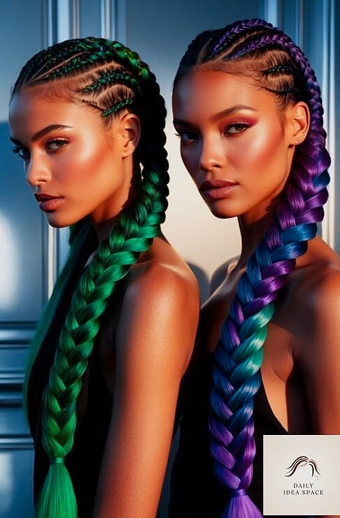 22 Two Braids Hairstyle Ideas That Will Transform Your Look 22 Two Braids with Colorful Extensions