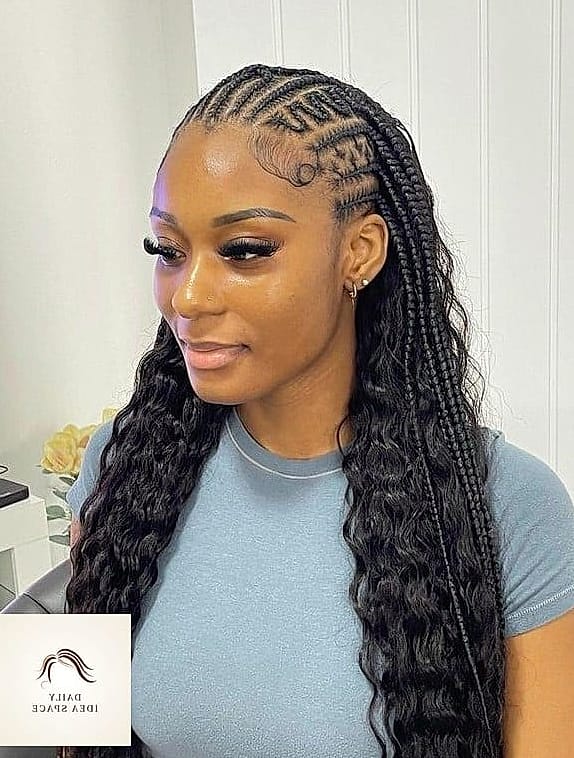 25 2 Braids With Weave Ideas That Are Going Viral on Pinterest Right Now 11 Two Braids With a Curly Afro Weave