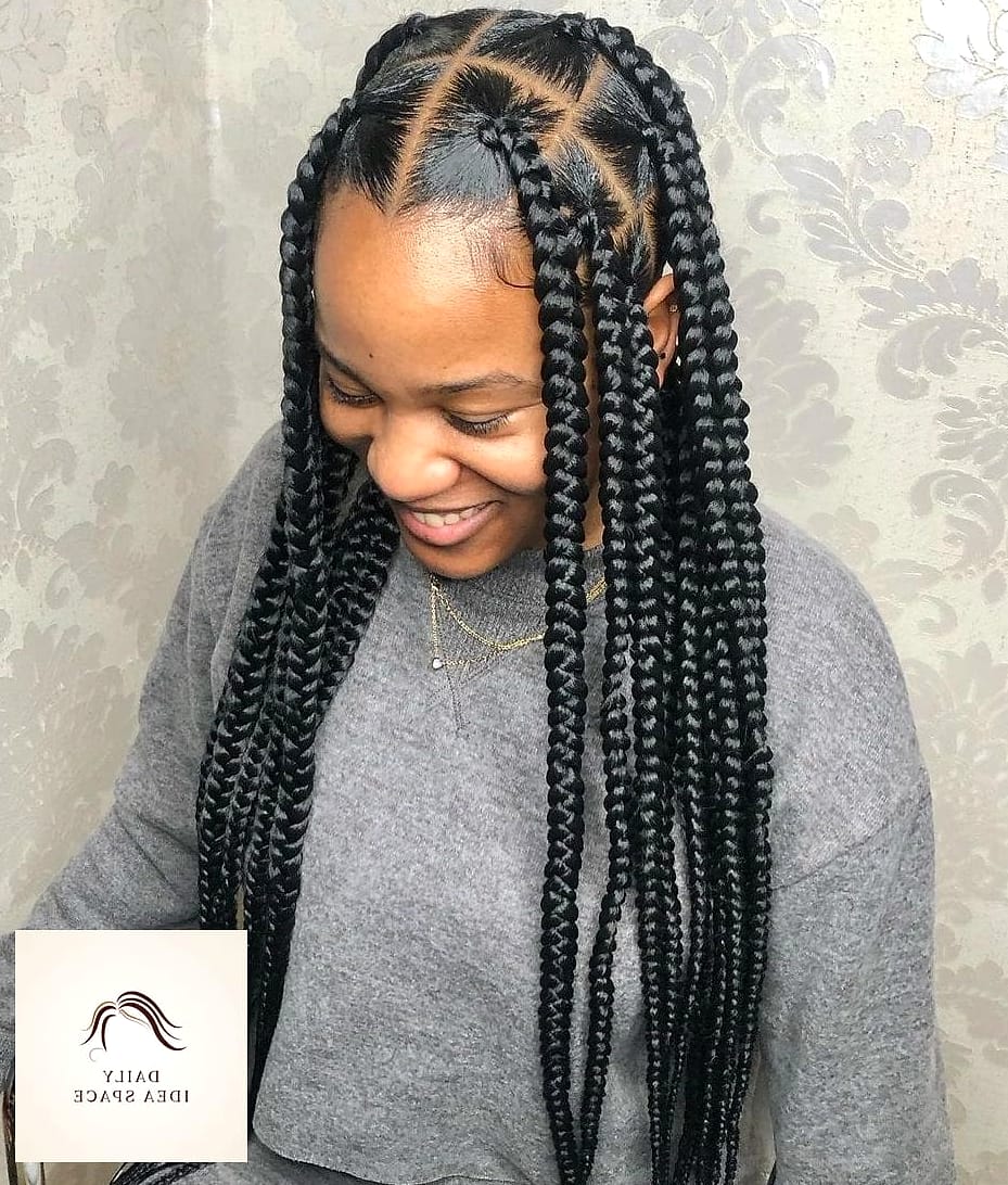 25 2 Braids With Weave Ideas That Are Going Viral on Pinterest Right Now 20 Two Braids With a Jumbo Box Braid Weave