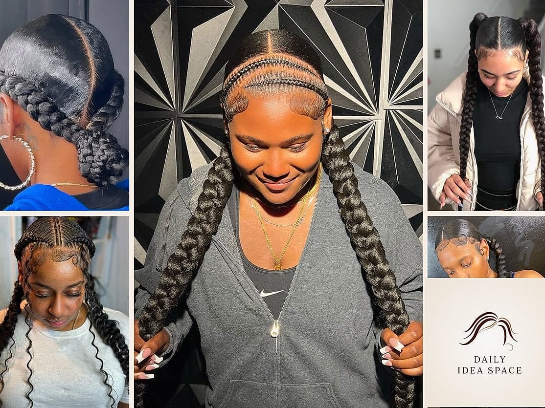 25 2 Braids With Weave Ideas That Are Going Viral on Pinterest Right Now 10 Two French Braids With a Straight Bob Weave