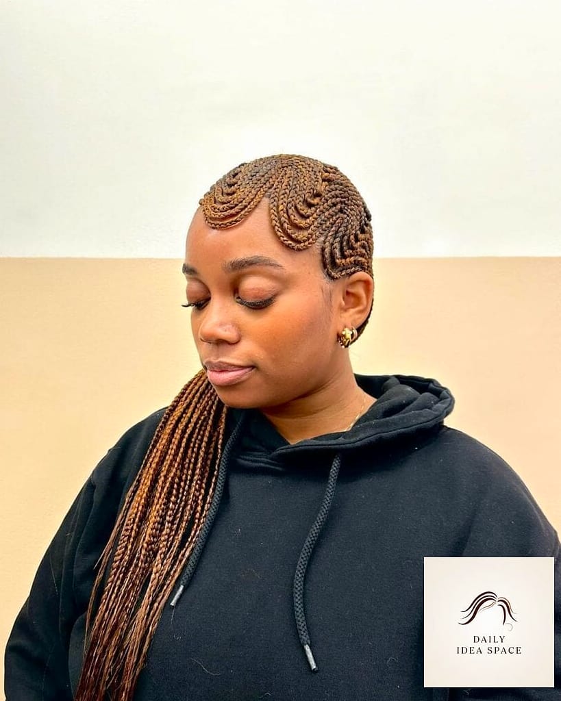 25 2 Braids With Weave Ideas That Are Going Viral on Pinterest Right Now 13 Two Ghana Braids With a Honey Blonde Weave